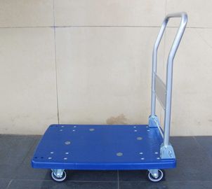 carretilla plástica movible de la plataforma 300kg con el tablero plástico azul, azul/gris